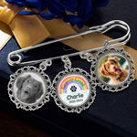 Custom Photo I'll Meet You At The Rainbow Bridge - Memorial Personalized Custom Round Shaped Lapel Pin, Brooch - Sympathy Gift For Pet Owners, Pet Lovers