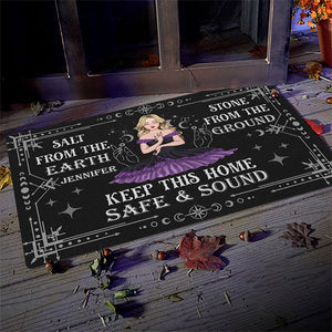 Keep This Home Safe & Sound - Personalized Custom Home Decor Witch Decorative Mat - Halloween Gift For Witches, Yourself