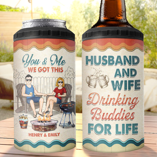 Drinking Buddies Husband Wife - Couple Personalized Custom 4 In 1 Can -  Pawfect House ™