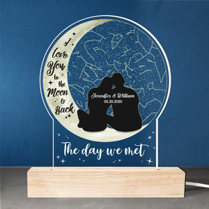 Love You To The Moon And Back - Couple Personalized Custom Shaped 3D LED Light - Gift For Husband Wife, Anniversary