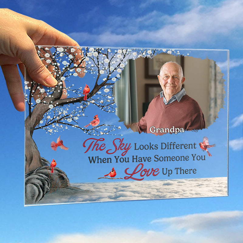 Custom Photo Our Hearts Are Together Forever - Memorial Personalized Custom Acrylic Plaque - Christmas Gift, Sympathy Gift For Family Members