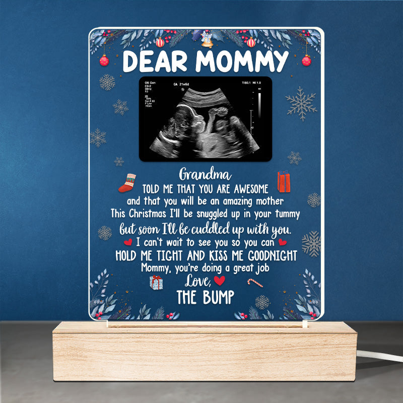 Custom Photo Kiss Me Goodnight - Family Personalized Custom Rectangle Shaped 3D LED Light - Baby Shower Gift, First Christmas Gift, Christmas Gift For First Mom