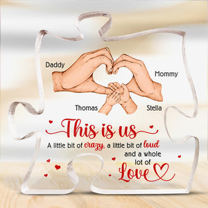 This Is Us - Family Personalized Custom Puzzle Shaped Acrylic Plaque - Gift For Family Members