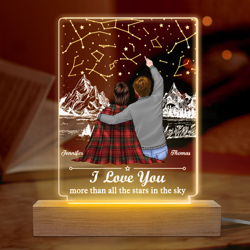 Love You More Than All The Stars In The Sky - Couple Personalized Custom Rectangle Shaped 3D LED Light - Gift For Husband Wife, Anniversary