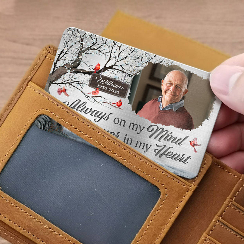 Custom Photo Forever In My Heart - Memorial Personalized Custom Aluminum Wallet Card - Sympathy Gift For Family Members
