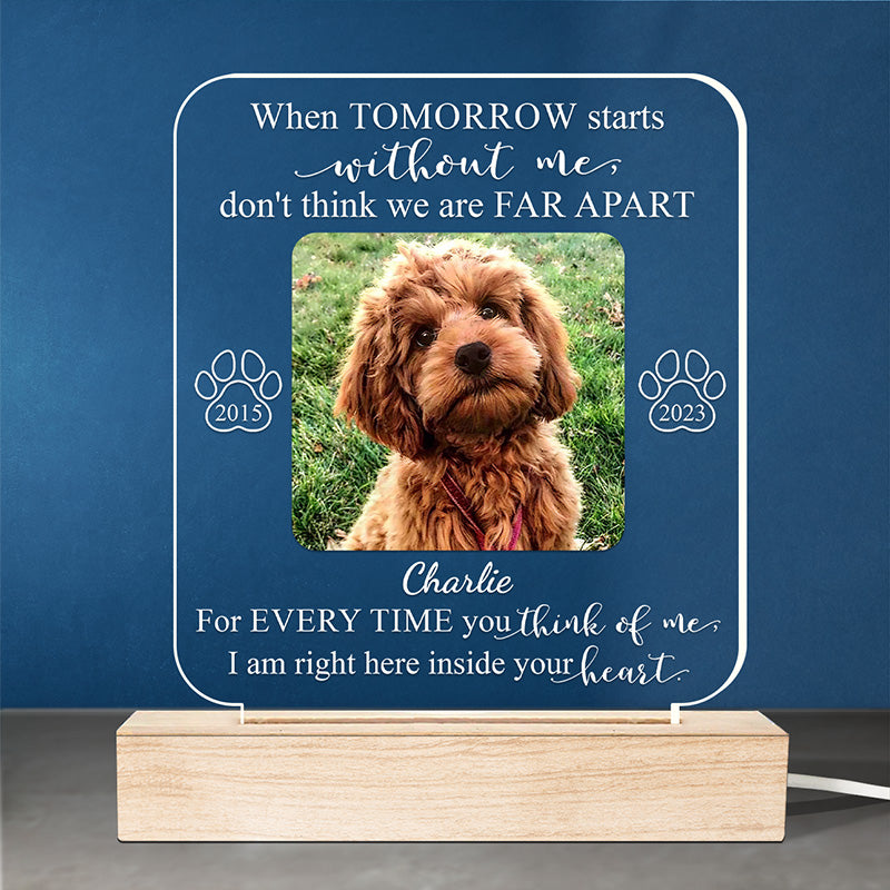 Custom Photo I'm Right Here Inside Your Heart - Memorial Personalized Custom Shaped 3D LED Light - Sympathy Gift For Pet Owners, Pet Lovers