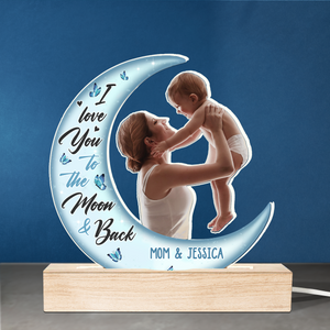 Custom Photo I Love You To The Moon And Back - Family Personalized Custom Shaped 3D LED Light - Upload Photo Gift For Mom, Grandma