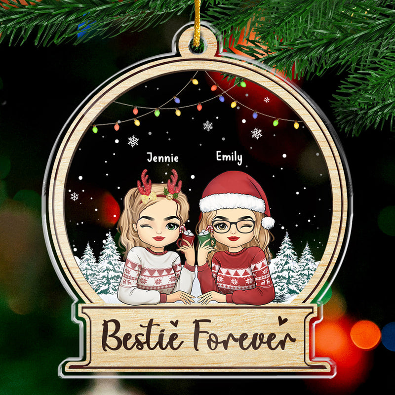 Merry Friendsmas - Bestie Personalized Custom Ornament - Acrylic Custom Shaped - Christmas Gift For Best Friends, BFF, Sisters