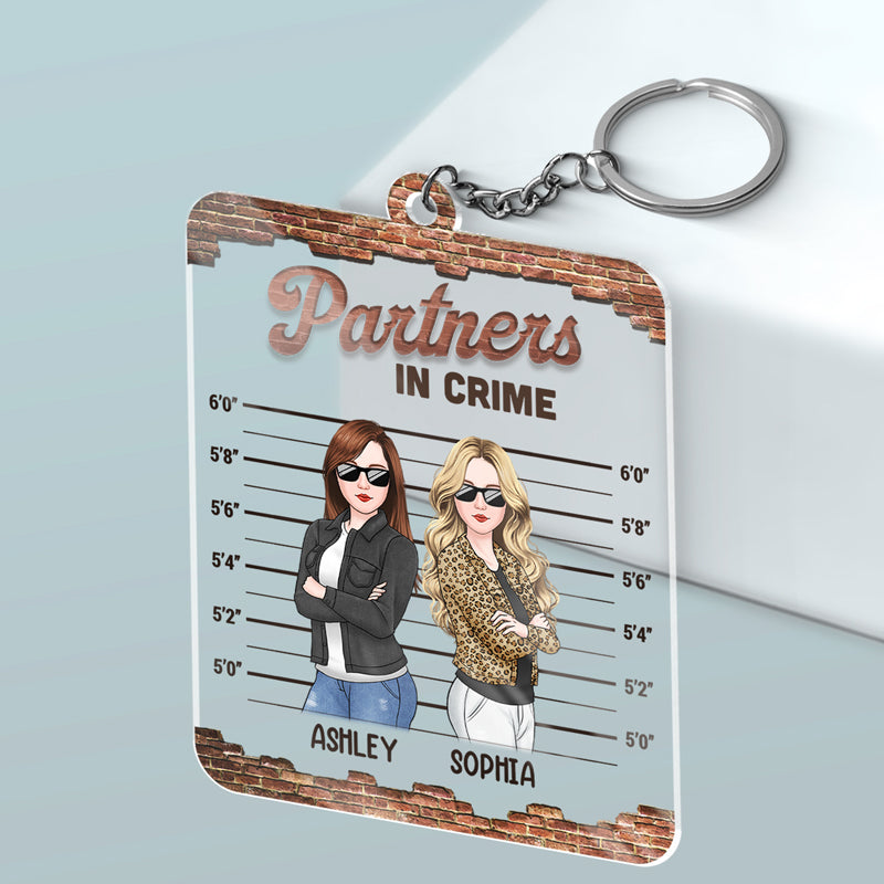 Partners In Crime - Besties Personalized Custom Rectangle Shaped Acrylic Keychain - Gift For Best Friends, BFF, Sisters