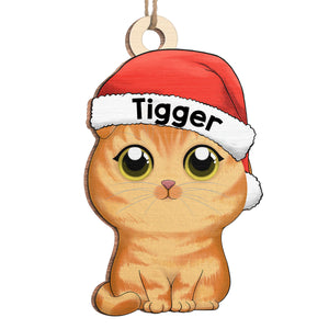 Happy Pawlidays - Cat Personalized Custom Ornament - Wood Custom Shaped - Christmas Gift For Pet Owners, Pet Lovers