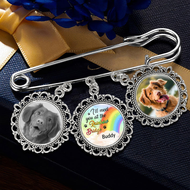 Custom Photo Forever Loved - Memorial Personalized Custom Round Shaped Lapel Pin, Brooch - Sympathy Gift For Pet Owners, Pet Lovers