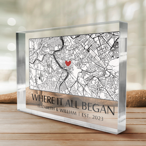 Where It All Began - Couple Personalized Custom Rectangle Shaped Acrylic Plaque - Gift For Husband Wife, Anniversary