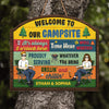 Welcome To Our Campsite - Camping Personalized Custom Shaped Home Decor Wood Sign - House Warming Gift For Couple, Camping Lovers