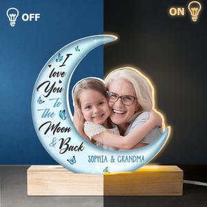 Custom Photo I Love You To The Moon And Back - Family Personalized Custom Shaped 3D LED Light - Upload Photo Gift For Mom, Grandma