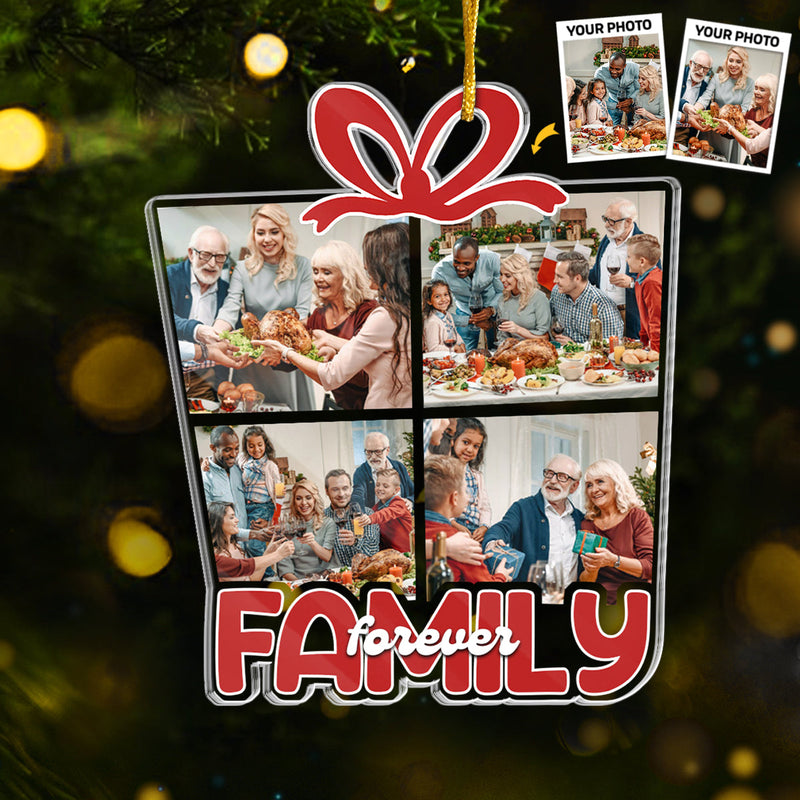 Custom Photo Christmas Is All About Family - Family Personalized Custom Ornament - Acrylic Custom Shaped - Christmas Gift For Family Members, Siblings