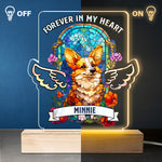 Forever In Our Hearts - Memorial Personalized Custom Stain Glass Style Rectangle Shaped 3D LED Light - Sympathy Gift, Gift For Pet Owners, Pet Lovers