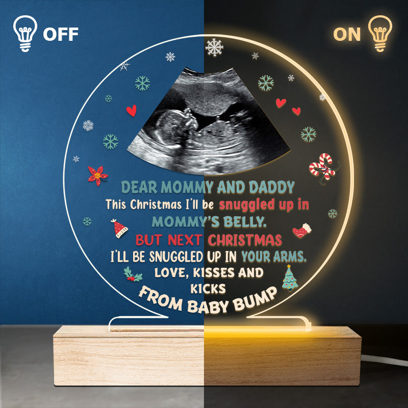 Custom Photo Love And Kisses - Family Personalized Custom Round Shaped 3D LED Light - Christmas Gift For First Parents