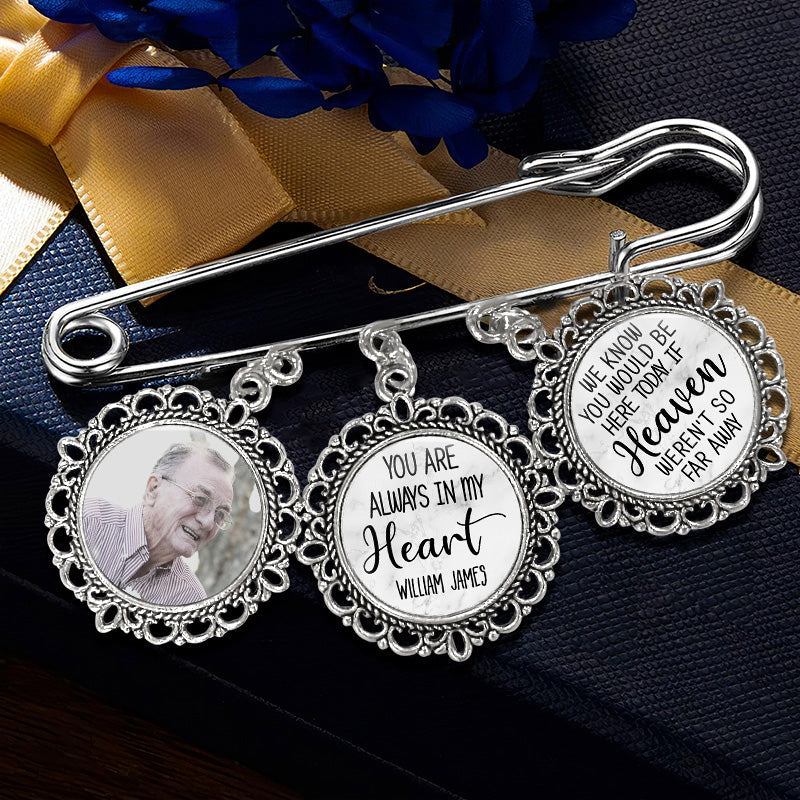 Custom Photo You're Always In My Heart - Memorial Personalized Custom Round Shaped Lapel Pin, Brooch - Sympathy Gift For Family Members