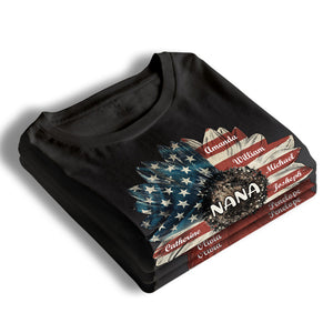 July Flower Nana - Family Personalized Custom Unisex T-shirt, Hoodie, Sweatshirt - 4th Of July, Birthday Gift For Mom, Grandma