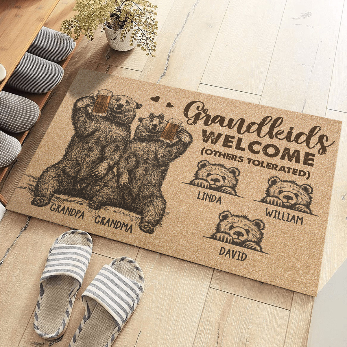 Grandkids Welcome, Others Tolerated - Family Personalized Custom Home Decor Decorative Mat - House Warming Gift, Gift For Grandpa, Grandma