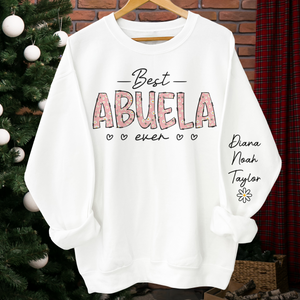 Cette maman porte son cœur sur sa manche - Sweat-shirt unisexe personnalisé avec motif sur la manche - Cadeau d'anniversaire pour maman, grand-mère