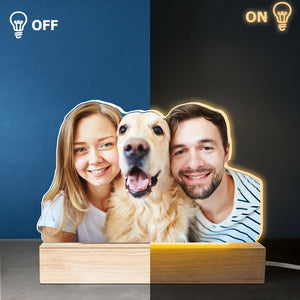 Custom Photo We're A Big Happy Family - Couple Personalized Custom Shaped 3D LED Light - Upload Photo Gift For Husband Wife, Pet Owners, Pet Lovers