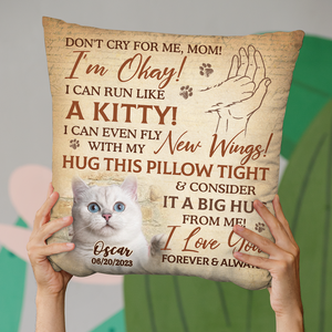 Custom Photo A Big Hug From Me To You - Memorial Personalized Custom Pillow - Sympathy Gift For Pet Owners, Pet Lovers