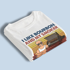I Like Bourbon And My Smoker - Family Personalized Custom Unisex T-shirt, Hoodie, Sweatshirt - Father's Day, Birthday Gift For Dad