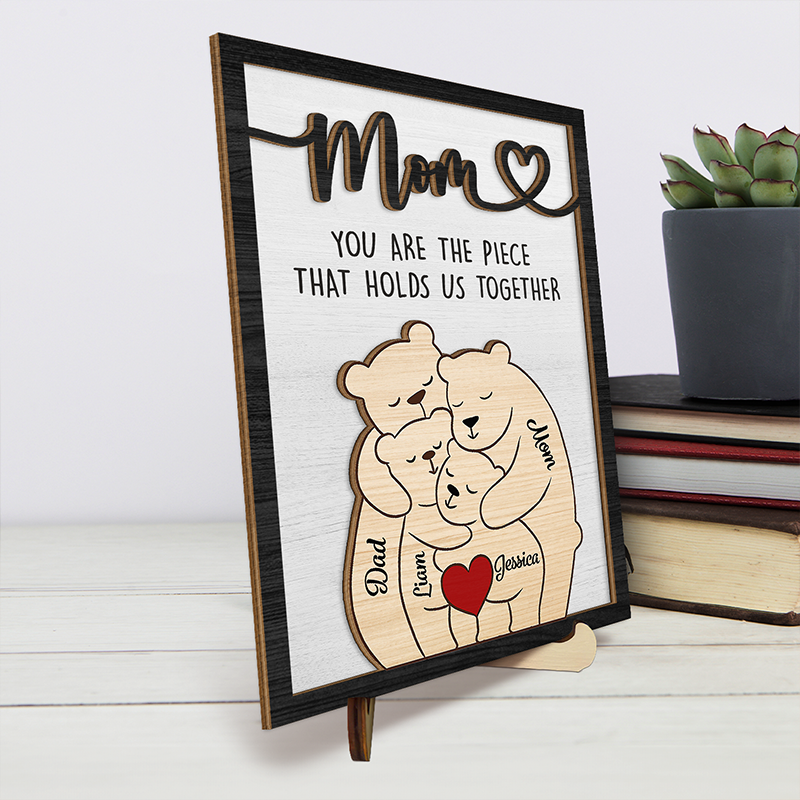 You Are The Special Piece Of Our Family - Family Personalized Custom 2-Layered Wooden Plaque With Stand - Mother's Day, House Warming Gift For Mom, Grandma