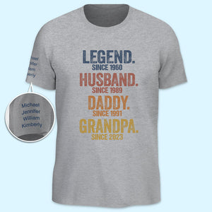 Personalized Classic Tee Black XS - Father's Day - Husband Father Grandpa Legend Since Shirt, Custom Grandpa Shirt, Gift for Dad, Men