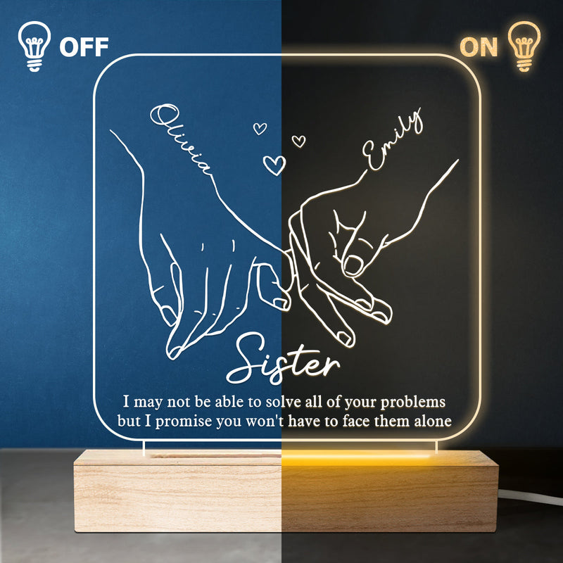 You Won't Have To Face Them Alone - Bestie Personalized Custom Square Shaped 3D LED Light - Gift For Best Friends, BFF, Sisters
