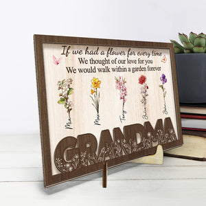 Je marcherais éternellement dans un jardin - Plaque en bois personnalisée à 2 couches avec support - Cadeau de pendaison de crémaillère pour maman et grand-mère