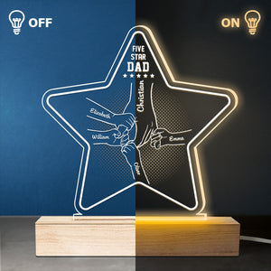 Five Star Dad Of Us - Family Personalized Custom Five Star Shaped 3D LED Light - Father's Day, Birthday Gift For Dad
