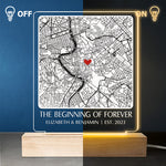 The Beginning Of Forever - Couple Personalized Custom Shaped 3D LED Light - Gift For Husband Wife, Anniversary