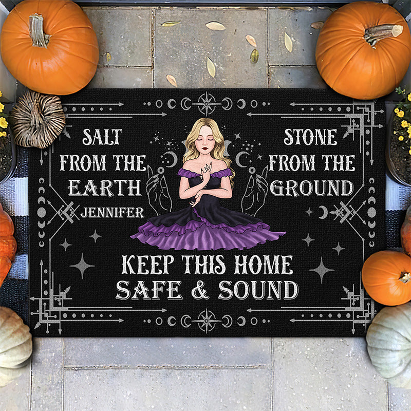Keep This Home Safe & Sound - Personalized Custom Home Decor Witch Decorative Mat - Halloween Gift For Witches, Yourself