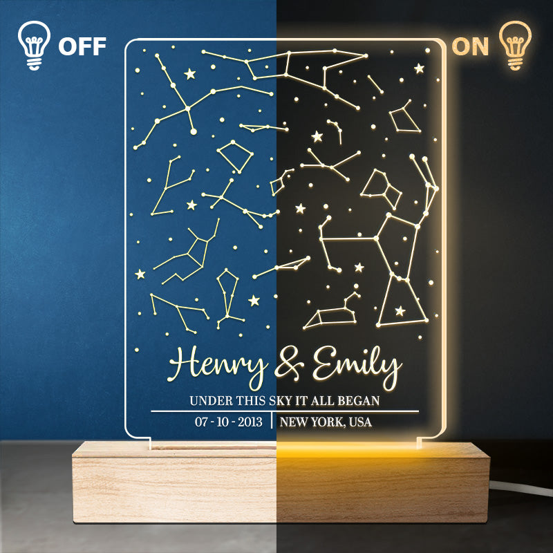 The Night We Met - Couple Personalized Custom Shaped 3D LED Light - Gift For Husband Wife, Anniversary