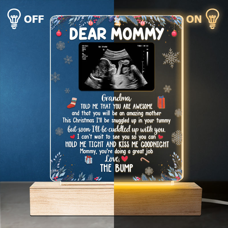 Custom Photo Kiss Me Goodnight - Family Personalized Custom Rectangle Shaped 3D LED Light - Baby Shower Gift, First Christmas Gift, Christmas Gift For First Mom
