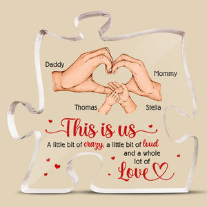 This Is Us - Family Personalized Custom Puzzle Shaped Acrylic Plaque - Gift For Family Members