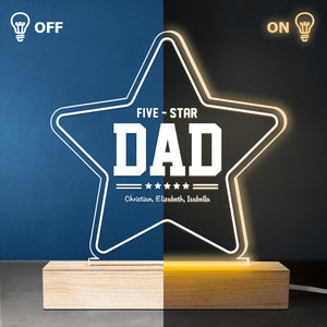 Our Five-Star Papa - Family Personalized Custom 3D LED Light - Father's Day, Birthday Gift For Dad