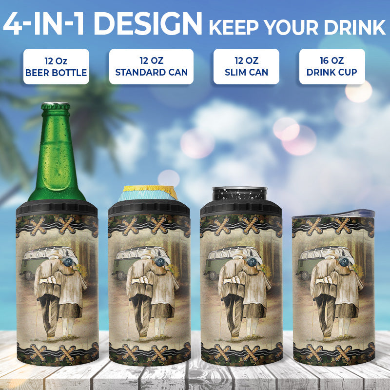 I Want To Hold Your Hand At 80 - Camping Personalized Custom 4 In 1 Can Cooler Tumbler - Gift For Husband Wife, Camping Lovers