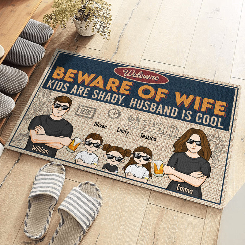 Welcome, Beware Of Us - Family Personalized Custom Decorative Mat - Gift For Family Members