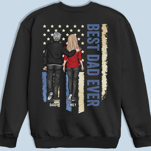 The Best Dad Papa Ever - Family Personalized Custom Unisex Back Printed Patriotic T-shirt, Hoodie, Sweatshirt - Father's Day, Independence Day, 4th Of July, Birthday Gift For Dad