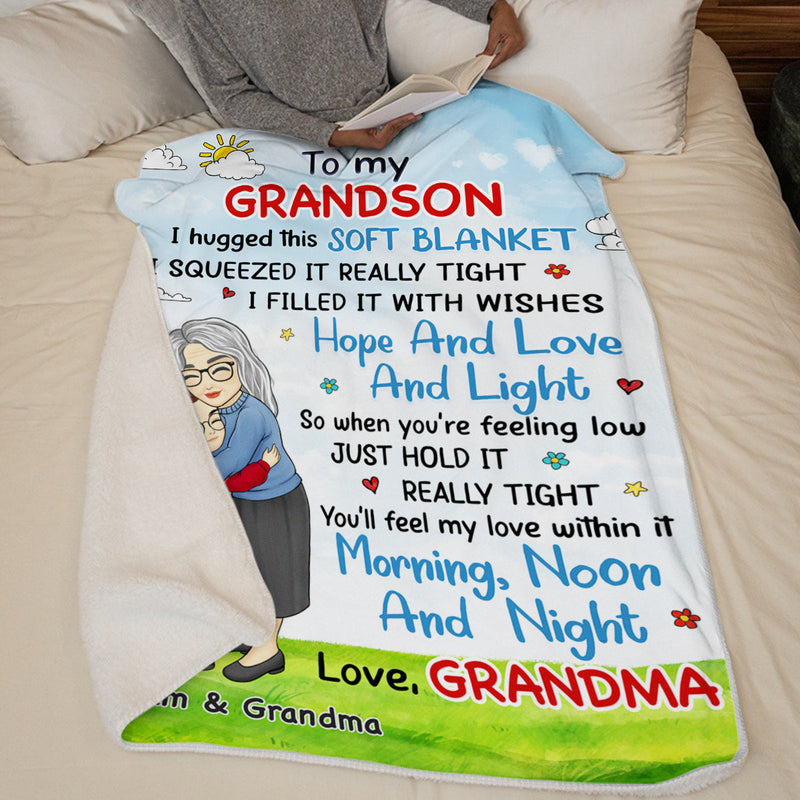 Grandkid Melts My Heart - Family Personalized Custom Blanket - Christmas Gift From Grandma