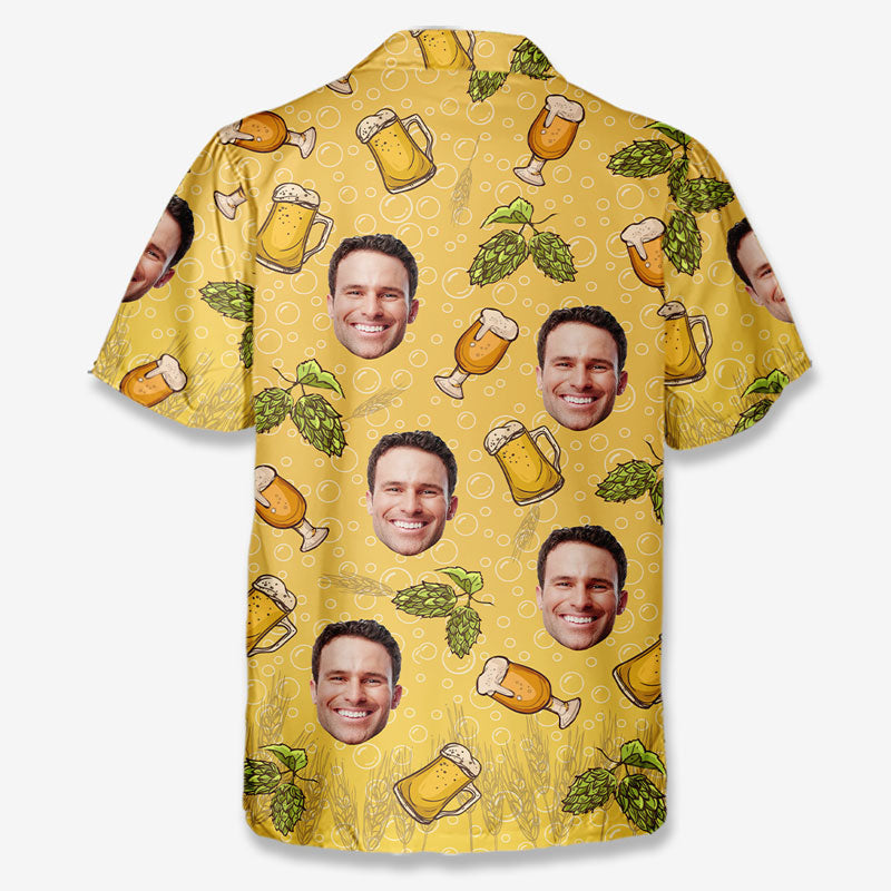 Custom Photo Cold Beer On A Hot Day - Family Personalized Custom Unisex Tropical Hawaiian Aloha Shirt - Summer Vacation Gift, Gift For Family Members
