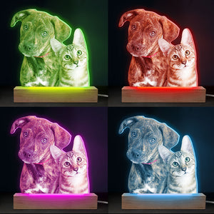 Custom Photo Life Is Better With Fur Baby - Dog & Cat Personalized Custom Shaped 3D LED Light - Upload Photo Gift For Pet Owners, Pet Lovers