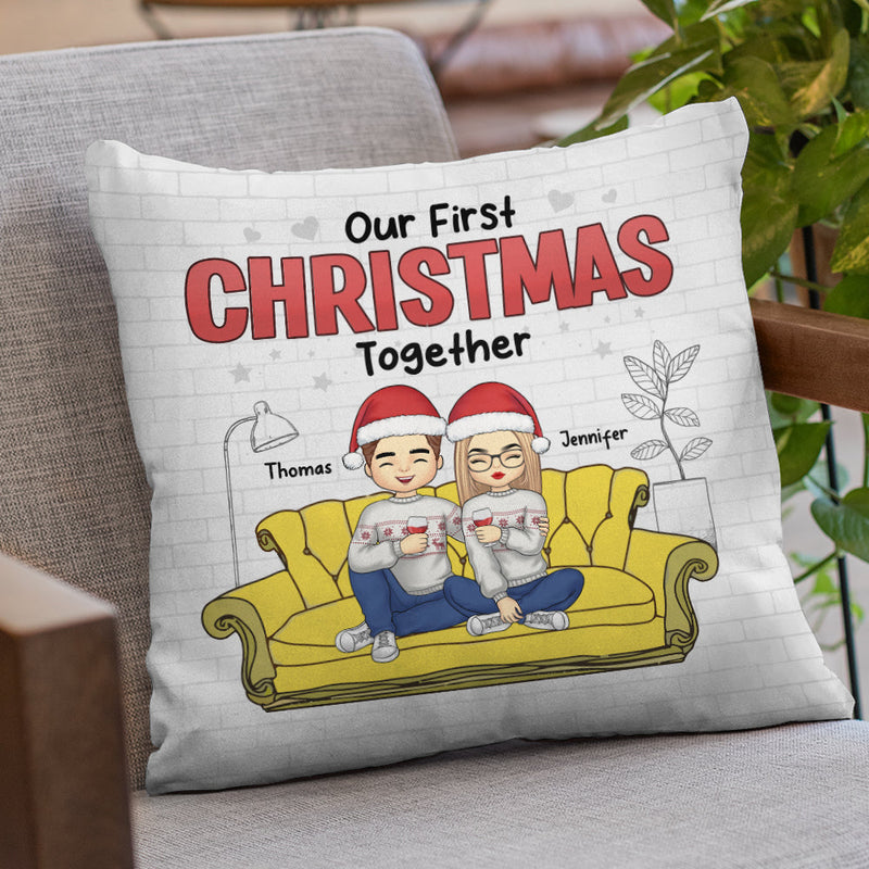 Our First Christmas Together - Couple Personalized Custom Pillow - Christmas Gift For Husband Wife, Anniversary