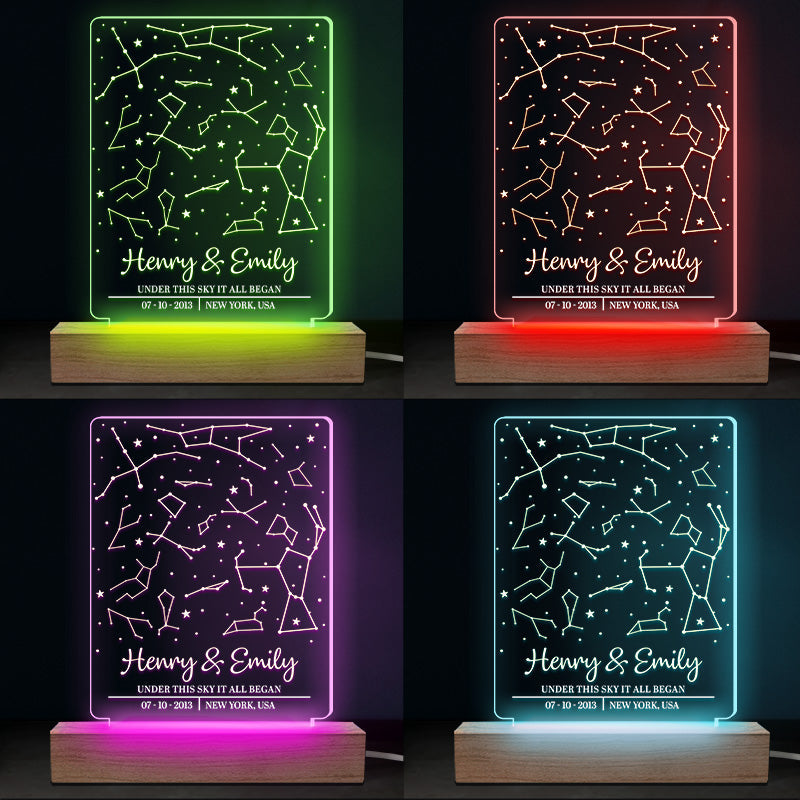 The Night We Met - Couple Personalized Custom Shaped 3D LED Light - Gift For Husband Wife, Anniversary