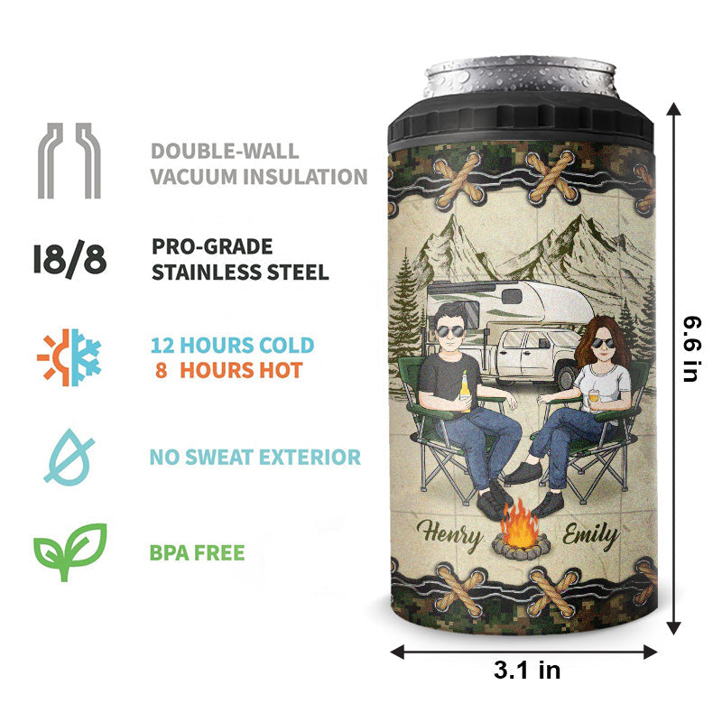 Making Memories One Campsite At A Time - Camping Personalized Custom 4 In 1 Can Cooler Tumbler - Gift For Husband Wife, Camping Lovers
