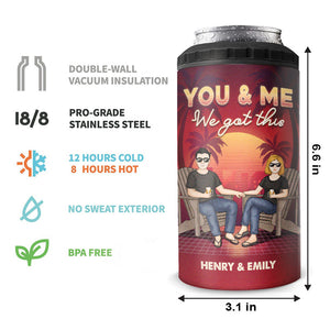 Husband And Wife, Drinking Buddies For Life - Couple Personalized Custom 4 In 1 Can Cooler Tumbler - Gift For Husband Wife, Anniversary