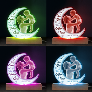 Custom Photo I Love You To The Moon And Back - Family Personalized Custom Shaped 3D LED Light - Upload Photo Gift For Mom, Grandma